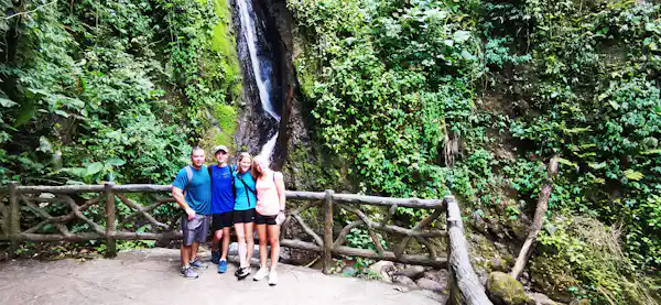 Lush green landscape of the Arenal region during the rainy season's peak bloom