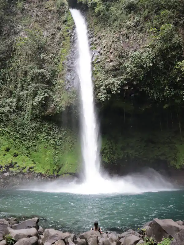 Exuberant jungle landscape and dense vegetation near the base of the dormant Chato Volcano